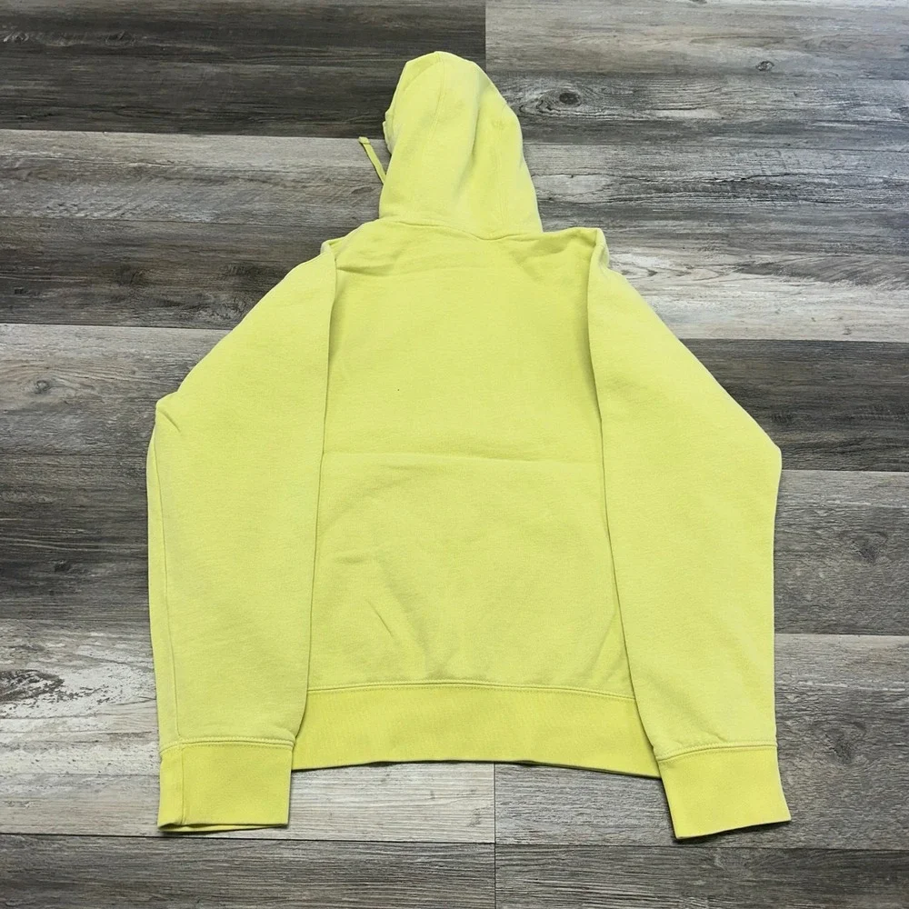Nike Bright Lime Green Mens S Club Fleece Spellout Mini Swoosh Pullover‎ Hoodie